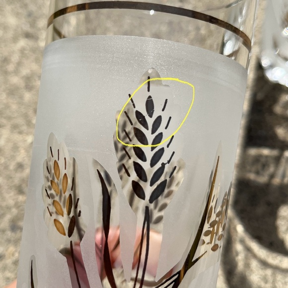 Vintage MCM Devalbor Frosted Bar Juice Glasses Wheat Design Gold Trim (2) Italy - Picture 9 of 9